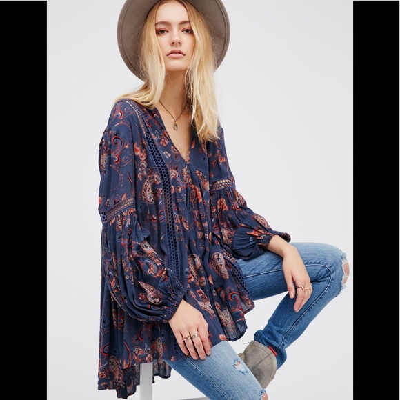 š¼HOST PICKš¼Free People Just The Two of Us Paisley Tunic/Dress - Picture 2 of 13